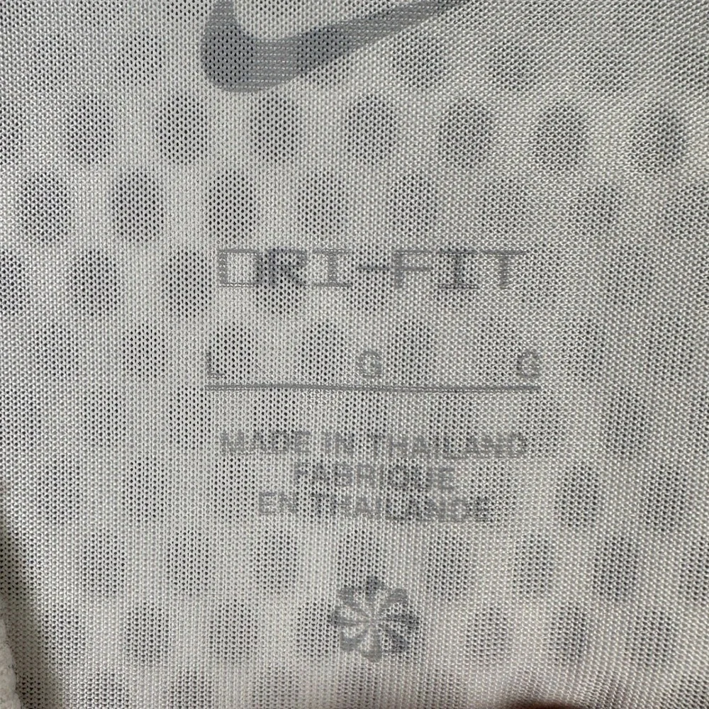 Nike Shirt Mens Large White Dri-Fit Snap Button Up Double Swoosh Short Sleeve